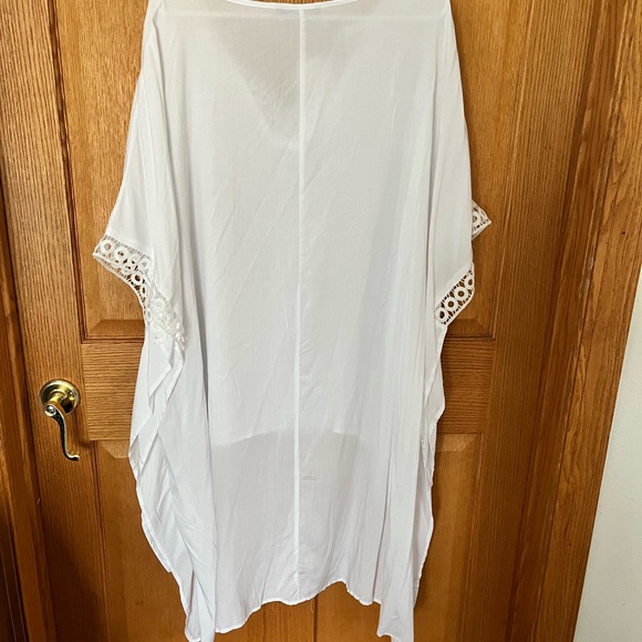 Bloomchic white, lace trim, boho beach, swim cover up - Picture 6 of 6